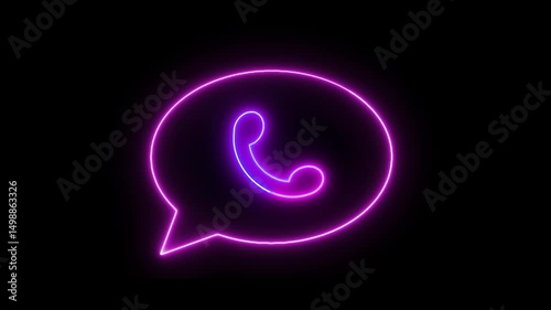 Wallpaper Mural Animated neon phone call icon with voice signal effects on dark background. Great for telecoms, customer service, or app promo content. Torontodigital.ca
