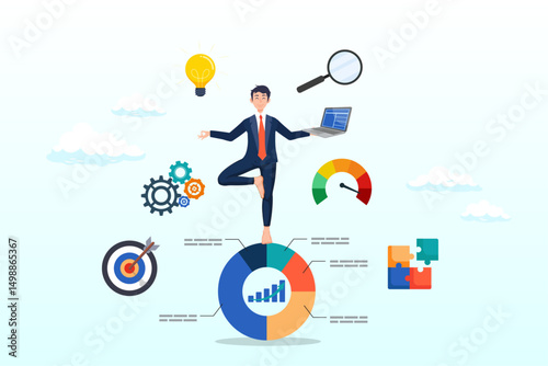 Businessman working with data on computer laptop, data analysis, datum analytics or customer insight, graph and chart statistics diagram, forecasting model, predictive or data visualisation concept