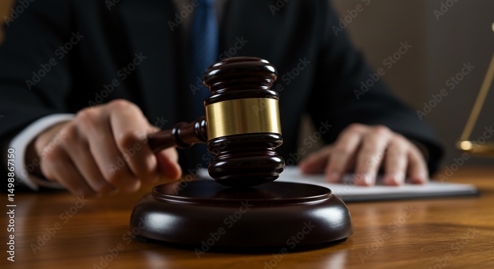 Courtroom gavel in judges hand Courtroom gavel in judges hand