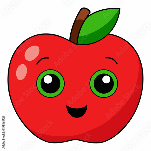 red apple with a smile