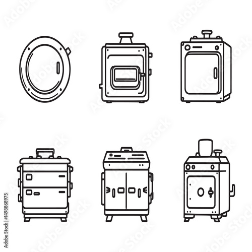autoclave machine healthcare instrument simple line drawing