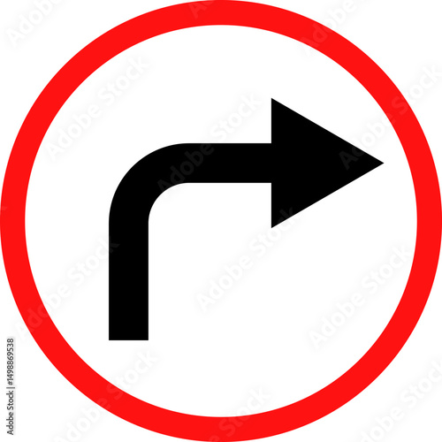 turn right sign. right traffic sign. Right Turn symbol. Arrow Sign Direction Icon. Road sign indicates. redo process. road signpost symbol.