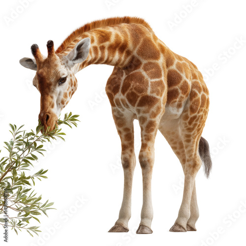 Wallpaper Mural Giraffe grazing on leaves natural habitat animal photography transparent background serene environment close-up view Torontodigital.ca