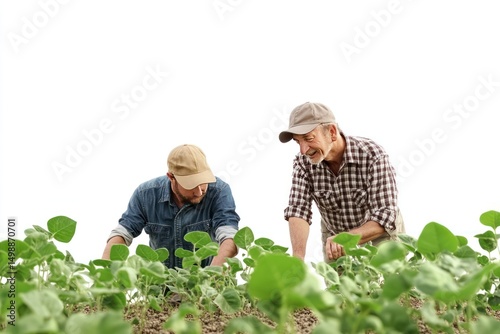Wallpaper Mural male farmer inspecting soybean plants in outdoor field isolate on white background Torontodigital.ca