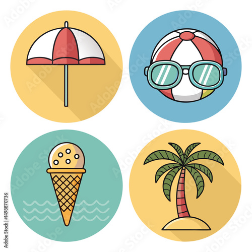 set of ice cream summer 