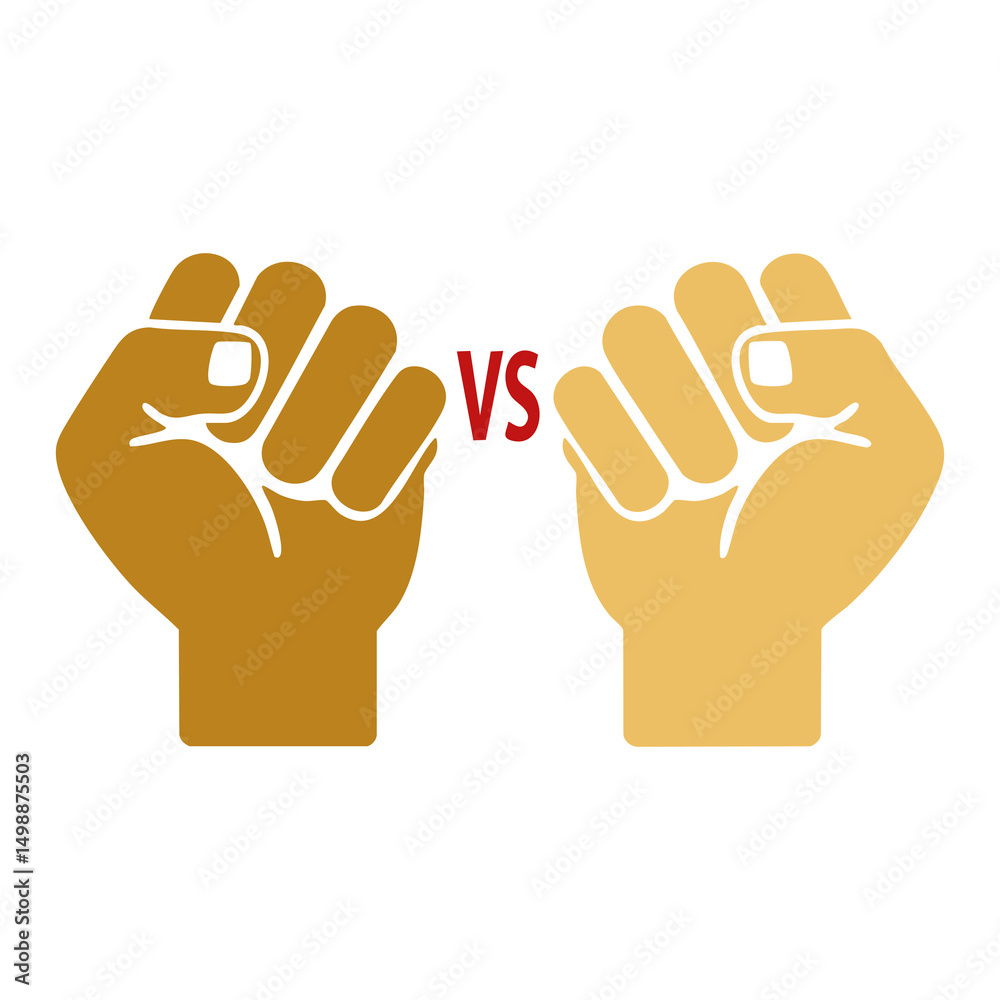 Obraz premium Brown Fist VS Fist Vector | Versus Symbol for Competition, Power, and Unity Concepts