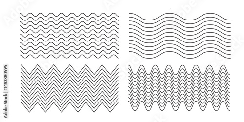 zigzag lines. Wave thin line background. Vector zigzag and wavy horizontal underline. Vector line texture. EPS 10