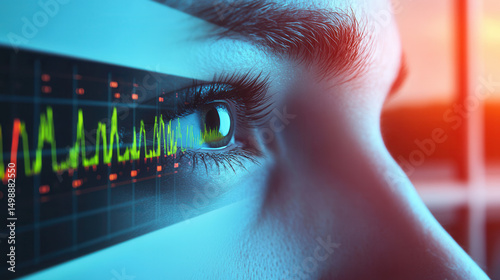 Analyzing eye movements in medical technology research lab infographic clinical environment close-up vision insights