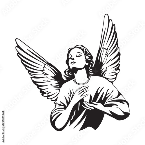 Angel in the heaven Greeting Card Image vector isolated on white background.