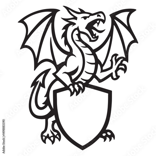 heraldic dragon with shield