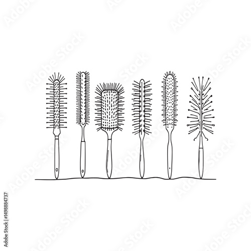 Cattle brush vector line drawing farm animal grooming