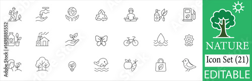 Nature Ecology Environment Icons Green Energy Recycle Outdoor Sustainable Living Wildlife Earth Conservation