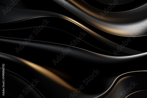 3d illustration in surreal abstract style of black abstract shapes backgrounds silk monochrome.