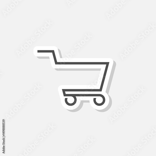 Shopping cart icon sticker isolated on gray background