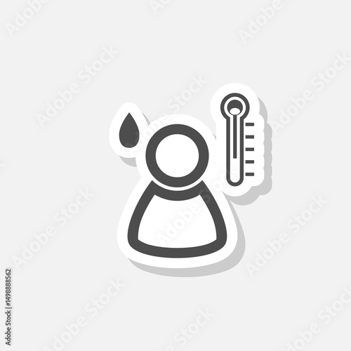 Sweating flat icon sticker isolated on gray background