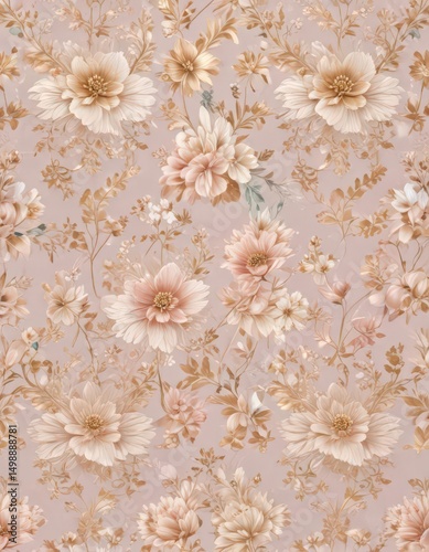 Pastel floral wedding seamless pattern with gold accents  Elegant vintage luxury background , elegant, event, gold