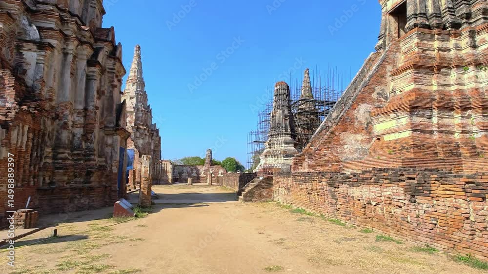 Landscape Ayutthaya Historical Park in Ayutthaya. The famous temple. Ruins of the old city. 