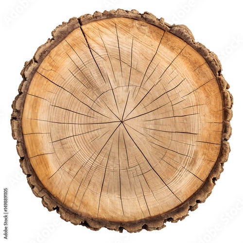 Tree Stump Cross Section Revealing Concentric Growth Rings Texture Close-Up