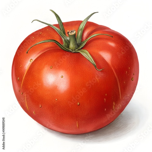 A Fresh and Juicy Red Tomato From the Garden on White Background