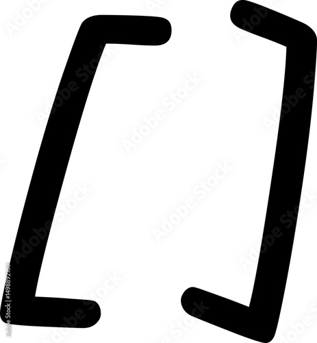 Text brackets icon. Black quotation marks. Curly braces, double symmetric and angle. Vintage typographic symbol calligraphic quote frame. Doodle, element lettering. Vector for punctuation math.