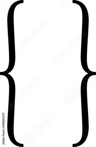 Text brackets icon. Black quotation marks. Curly braces, double symmetric and angle. Vintage typographic symbol calligraphic quote frame. Doodle, element lettering. Vector for punctuation math.