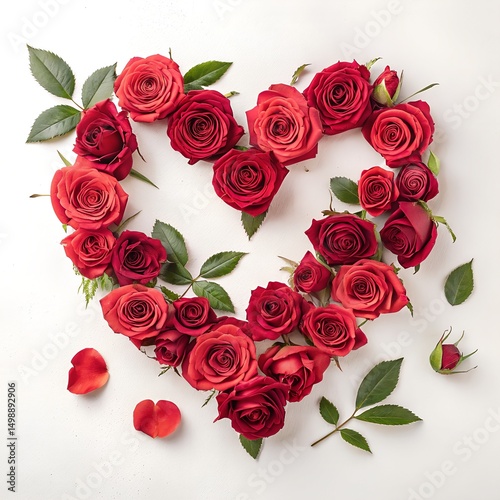 Heart Made of Red Roses Fresh Floral Arrangement Valentines Gift