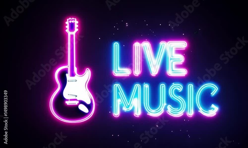 Neon Sign Animation – Live Music with Electric Guitar. 

