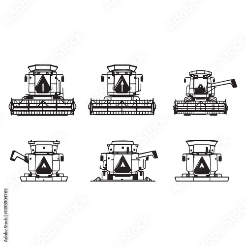 combine harvester farming vehicle detailed line art vector image