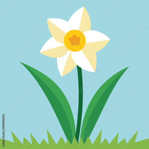 Simple flat vector illustration of a daffodil flower in springtime