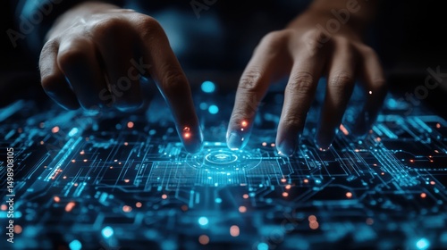 Innovative interaction hands on futuristic interface circuit board design