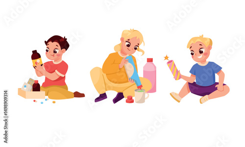 Children Engage in Creative Play Using Craft Materials and Tools for Fun and Learning
