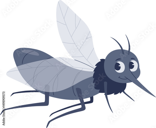 Cute Cartoon Mosquito Flying Away