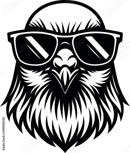 Pigeon head with Glasses simple vector black silhouette cricut print design isolated on a plain white background