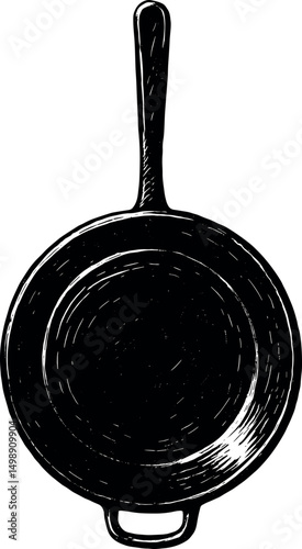Frying Pan vector black silhouette print design