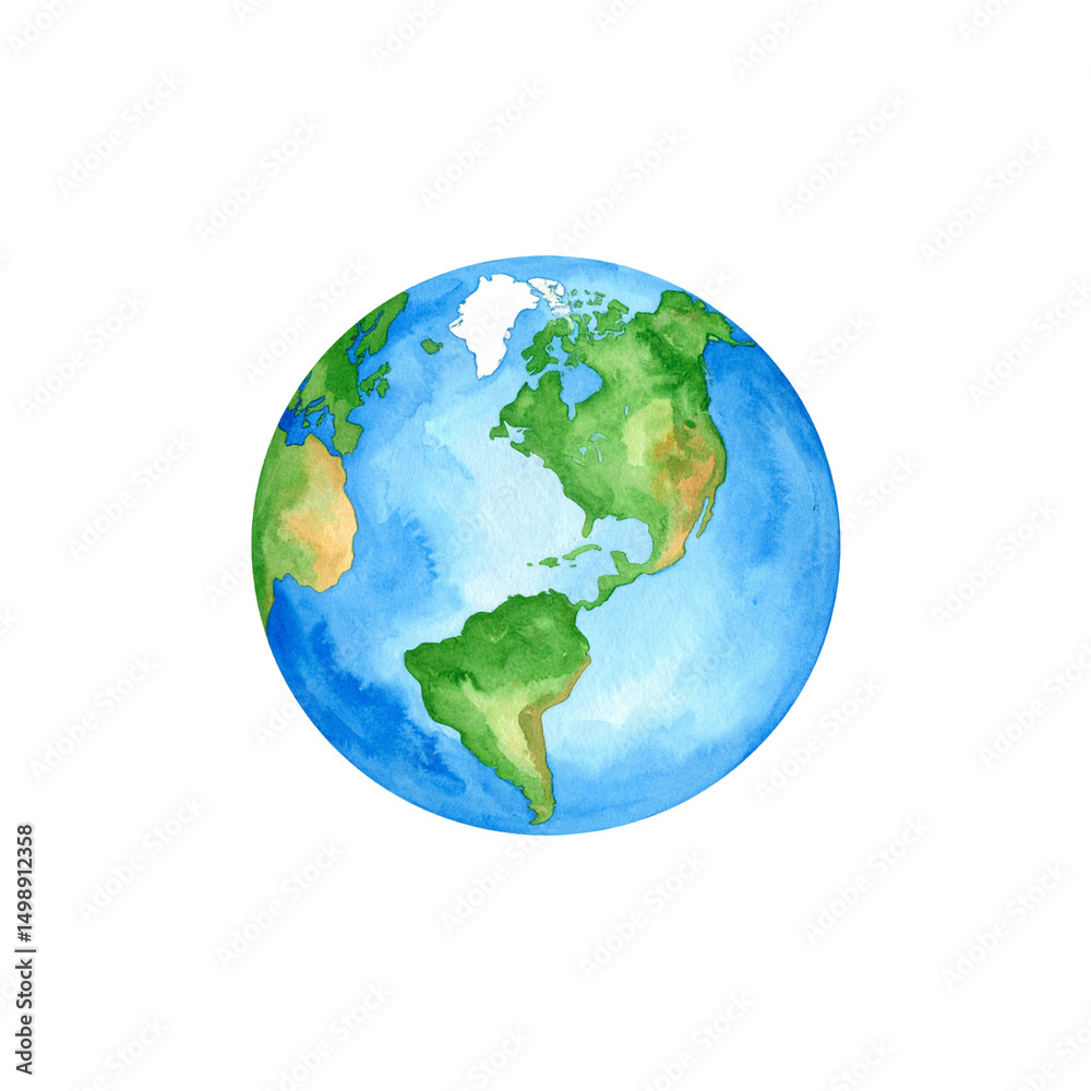 Fototapeta premium Erdball Kugel: 3D abstrakt blau grüner Planet mit Landkarte von Europa, Amerika, Asien, Australien und Ozean für globales Business, Reisen und Erdkunde