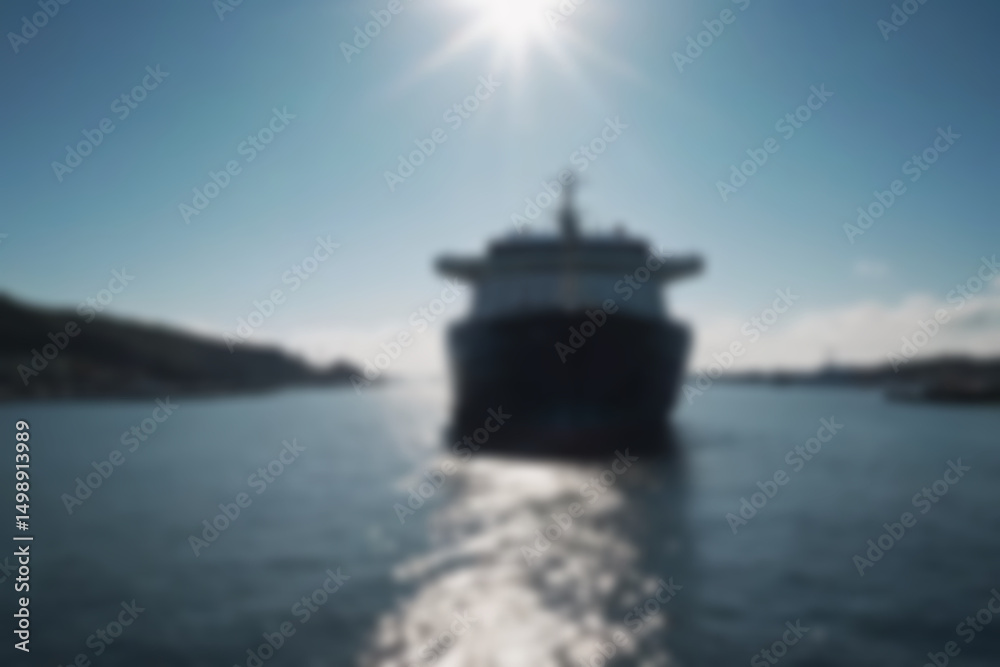 Obraz premium blurry harbor, bright ship harbor, exposed to morning sunlight, large ships are seen docked at the harbor pier, wallpaper, blurry background.