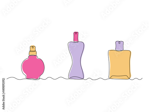 An abstract set of different toilet waters, continuous single one line art hand drawing sketch logo