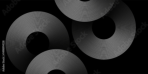 Blue abstract background with glowing circles. Swirl circular lines pattern. Geometric spiral. Twirl element. Modern graphic desi