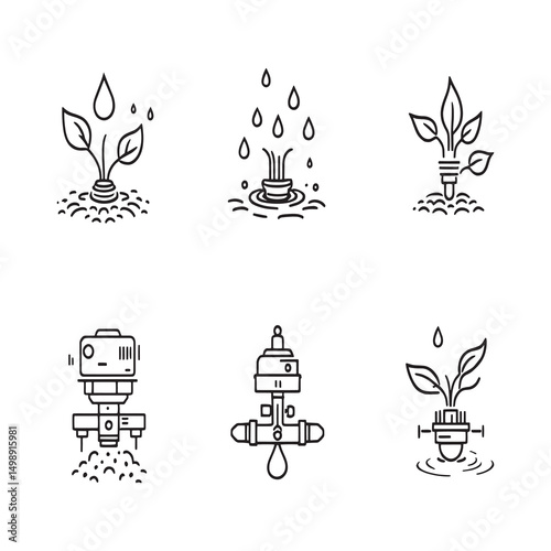 drip irrigation system line art vector simple design