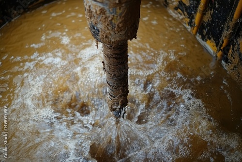 Construction of clean water drilling for artesian well in rural area with focus on water flow and drilling equipment activity
