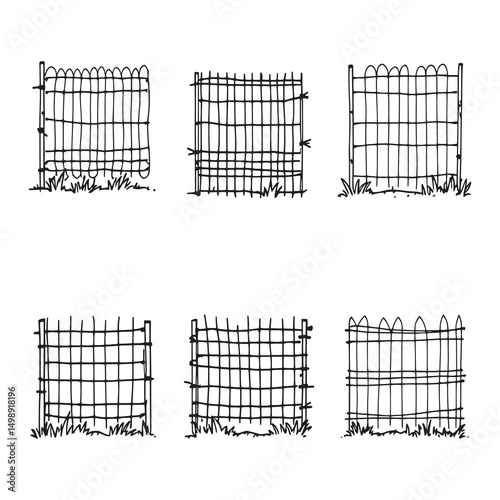 Electric fence power unit vector line illustration