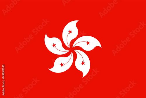 Flag of Hong Kong. Hong Kong National Flag. Vector Illustration.