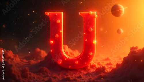 glowing red letter a