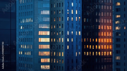 Daytime Urban Skyscraper Windows Showing Light and Color Effects