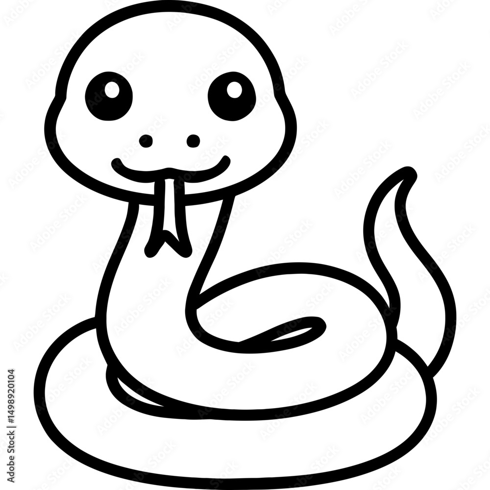 Fototapeta premium Cartoon snake with bold black outline