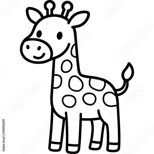 giraffe outline sketch for kids