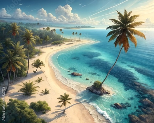 tropical beach with palm trees