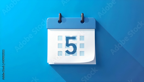 July 5 - Daily Calendar Icon in flat design style on blank background