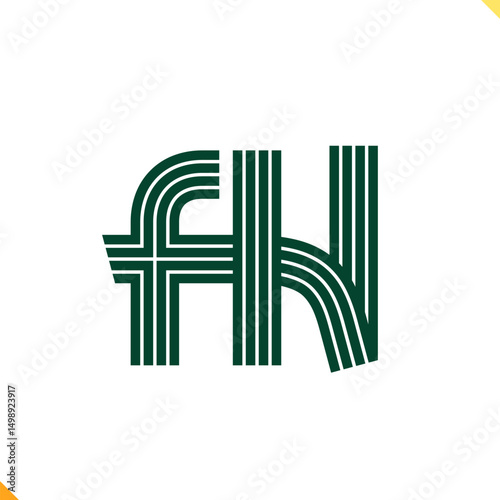 Parallel Line Monogram Initial Logo Logo Letter F and H