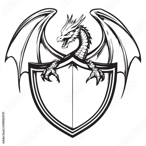 heraldic dragon with shield